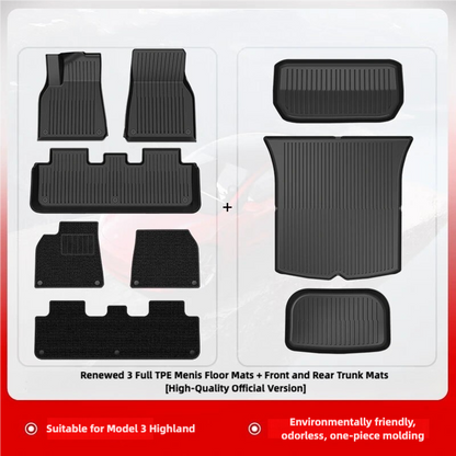 Premium TPE Floor Mats for Tesla Model 3/Y – Full Coverage Car Interior Accessory