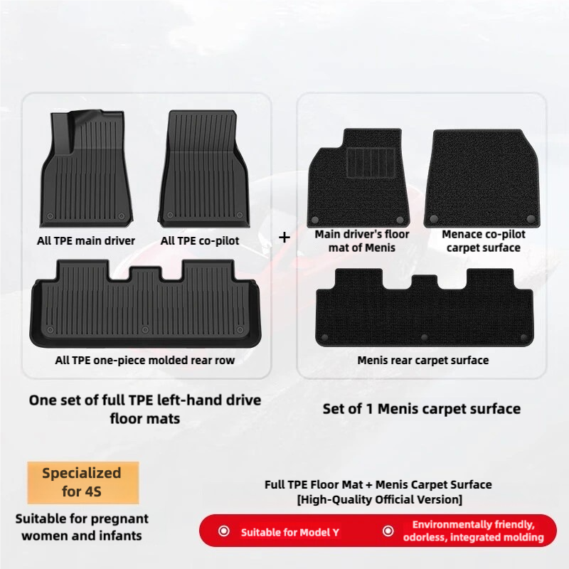 Premium TPE Floor Mats for Tesla Model 3/Y – Full Coverage Car Interior Accessory