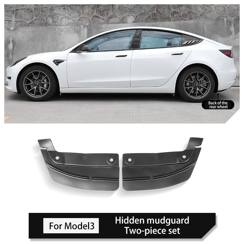 Hidden Mud Flaps for Tesla Model 3/Y – No-Drill TPE Splash Guards with Easy Installation