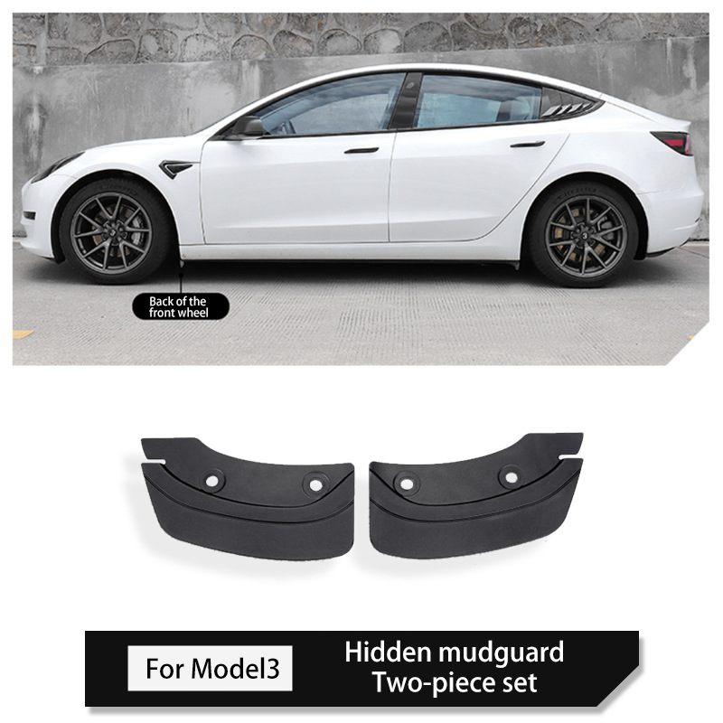 Hidden Mud Flaps for Tesla Model 3/Y – No-Drill TPE Splash Guards with Easy Installation