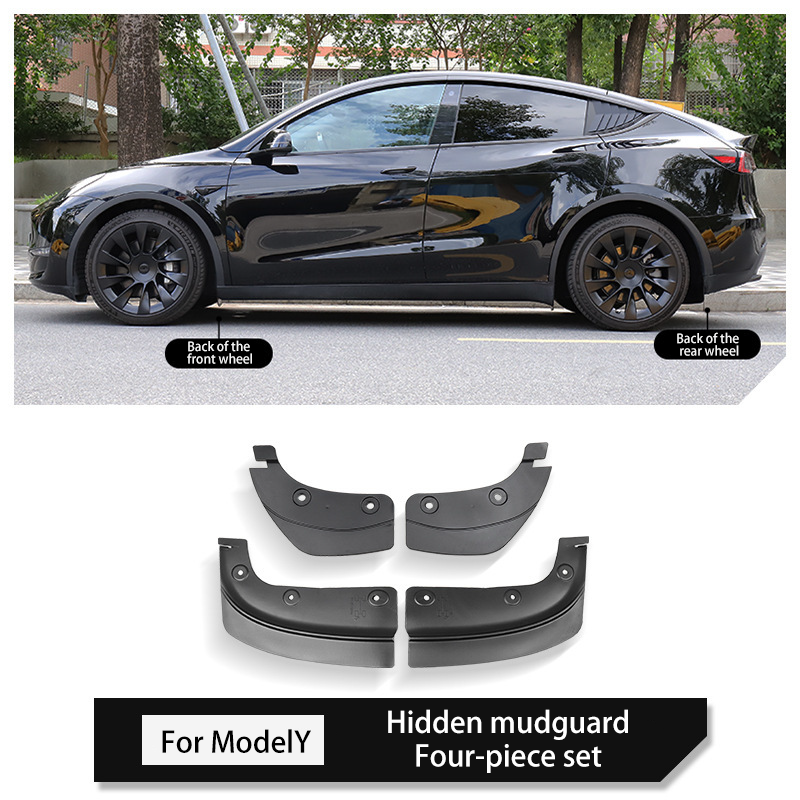 Hidden Mud Flaps for Tesla Model 3/Y – No-Drill TPE Splash Guards with Easy Installation