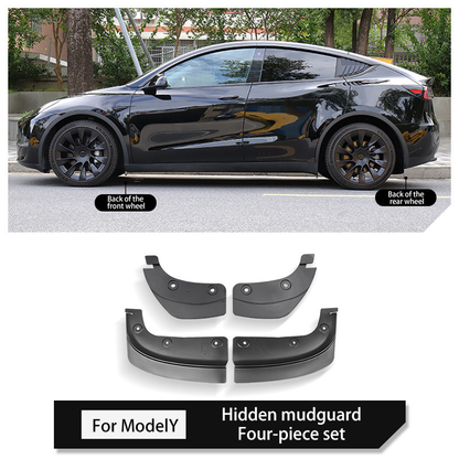 Hidden Mud Flaps for Tesla Model 3/Y – No-Drill TPE Splash Guards with Easy Installation