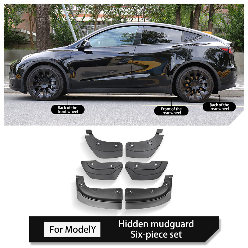 Hidden Mud Flaps for Tesla Model 3/Y – No-Drill TPE Splash Guards with Easy Installation