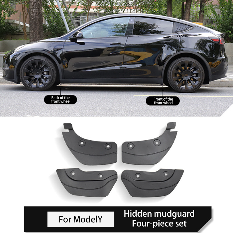 Hidden Mud Flaps for Tesla Model 3/Y – No-Drill TPE Splash Guards with Easy Installation