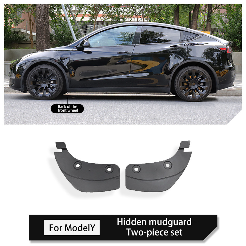 Hidden Mud Flaps for Tesla Model 3/Y – No-Drill TPE Splash Guards with Easy Installation