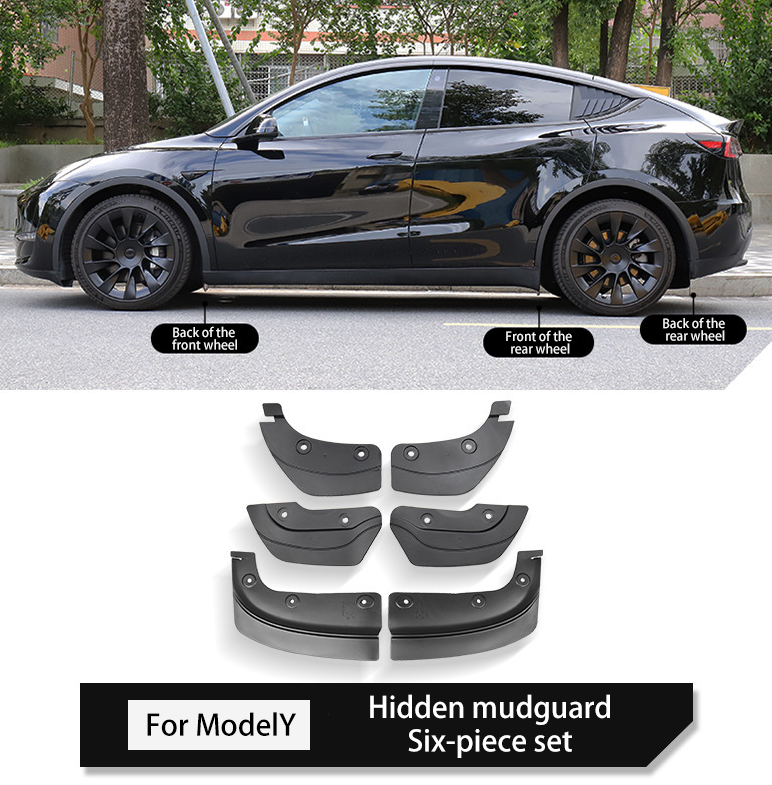 Hidden Mud Flaps for Tesla Model 3/Y – No-Drill TPE Splash Guards with Easy Installation