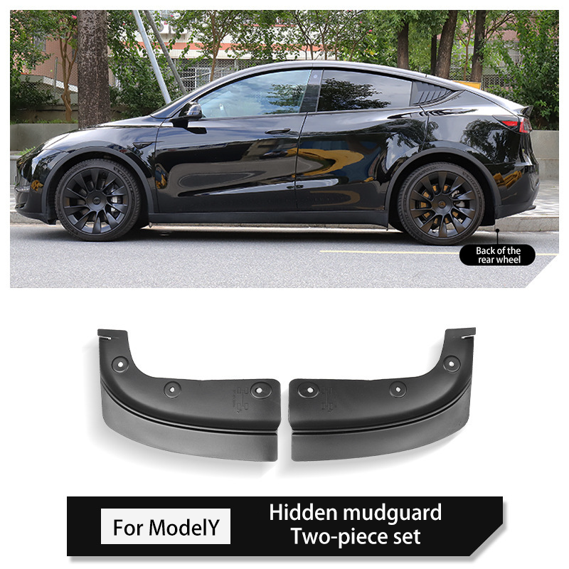 Hidden Mud Flaps for Tesla Model 3/Y – No-Drill TPE Splash Guards with Easy Installation