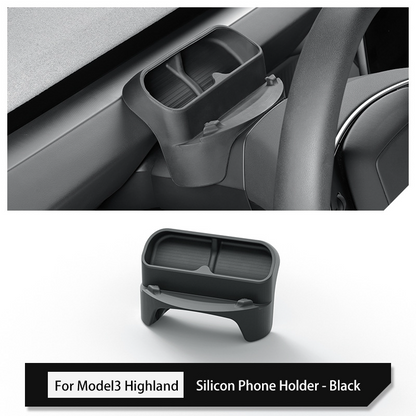 Steering Wheel Phone Holder & Glasses Holder for Tesla Model 3/Y – Upgraded Car Navigation Stand & Storage Accessory