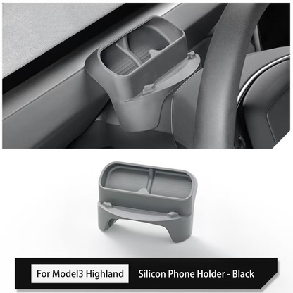 Steering Wheel Phone Holder & Glasses Holder for Tesla Model 3/Y – Upgraded Car Navigation Stand & Storage Accessory